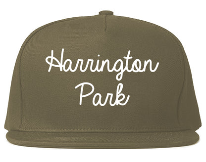Harrington Park New Jersey NJ Script Mens Snapback Hat Grey