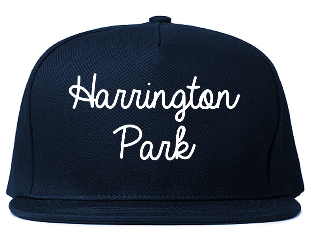 Harrington Park New Jersey NJ Script Mens Snapback Hat Navy Blue