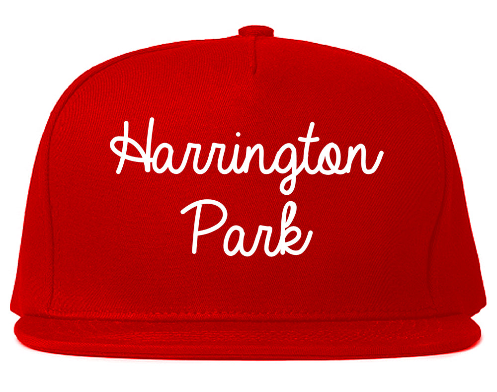 Harrington Park New Jersey NJ Script Mens Snapback Hat Red
