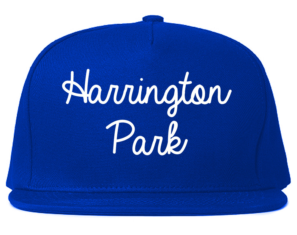 Harrington Park New Jersey NJ Script Mens Snapback Hat Royal Blue