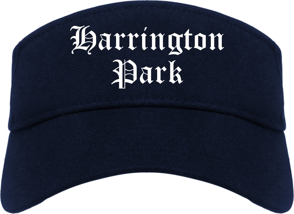 Harrington Park New Jersey NJ Old English Mens Visor Cap Hat Navy Blue