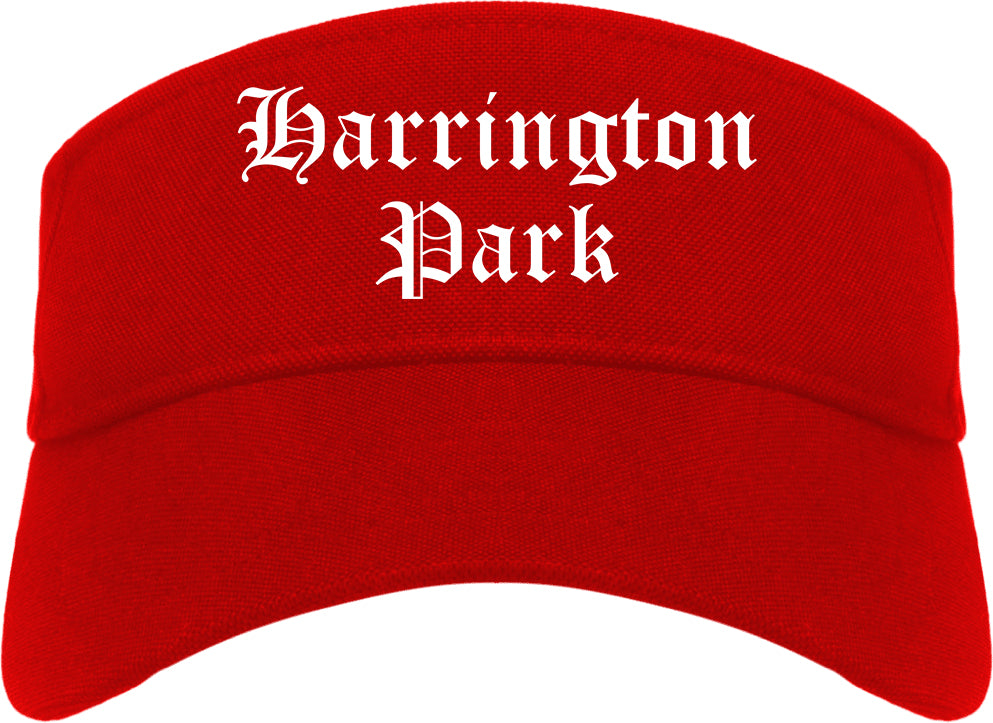 Harrington Park New Jersey NJ Old English Mens Visor Cap Hat Red