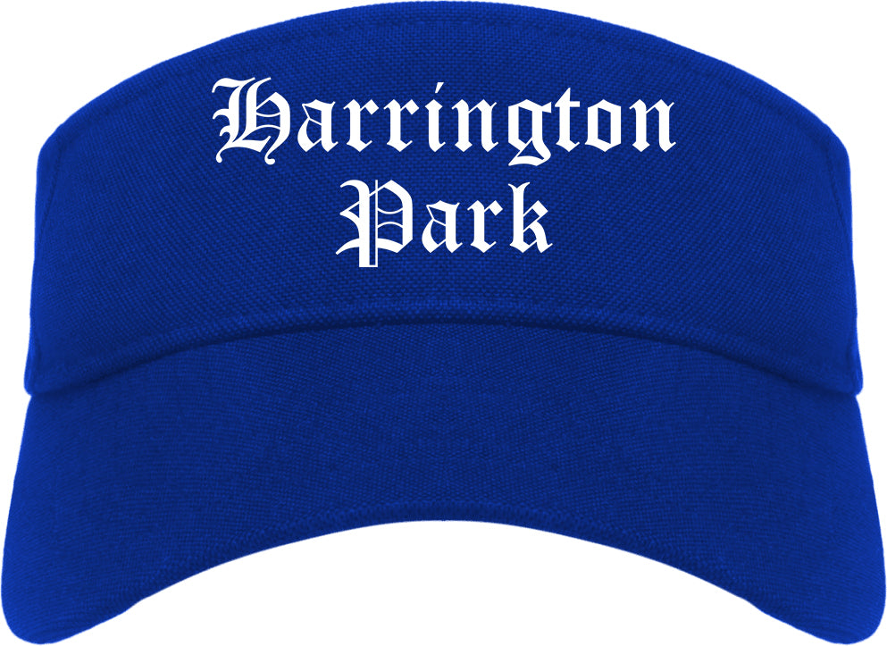 Harrington Park New Jersey NJ Old English Mens Visor Cap Hat Royal Blue