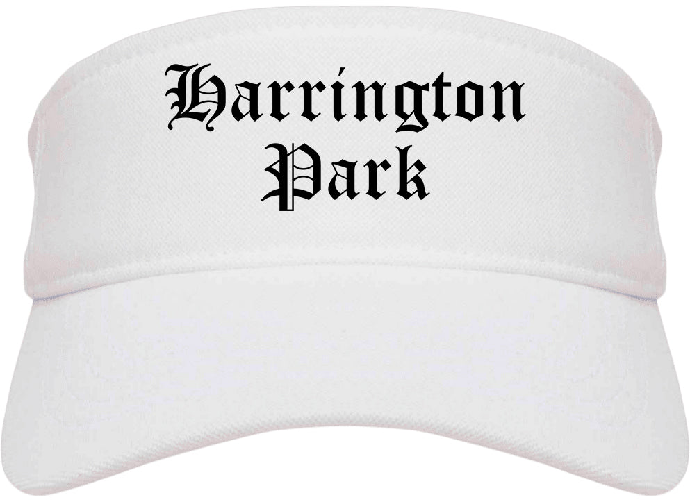 Harrington Park New Jersey NJ Old English Mens Visor Cap Hat White