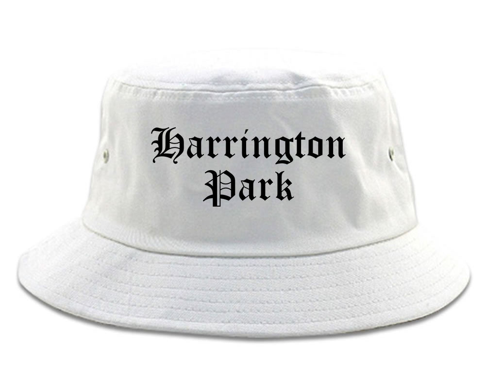Harrington Park New Jersey NJ Old English Mens Bucket Hat White