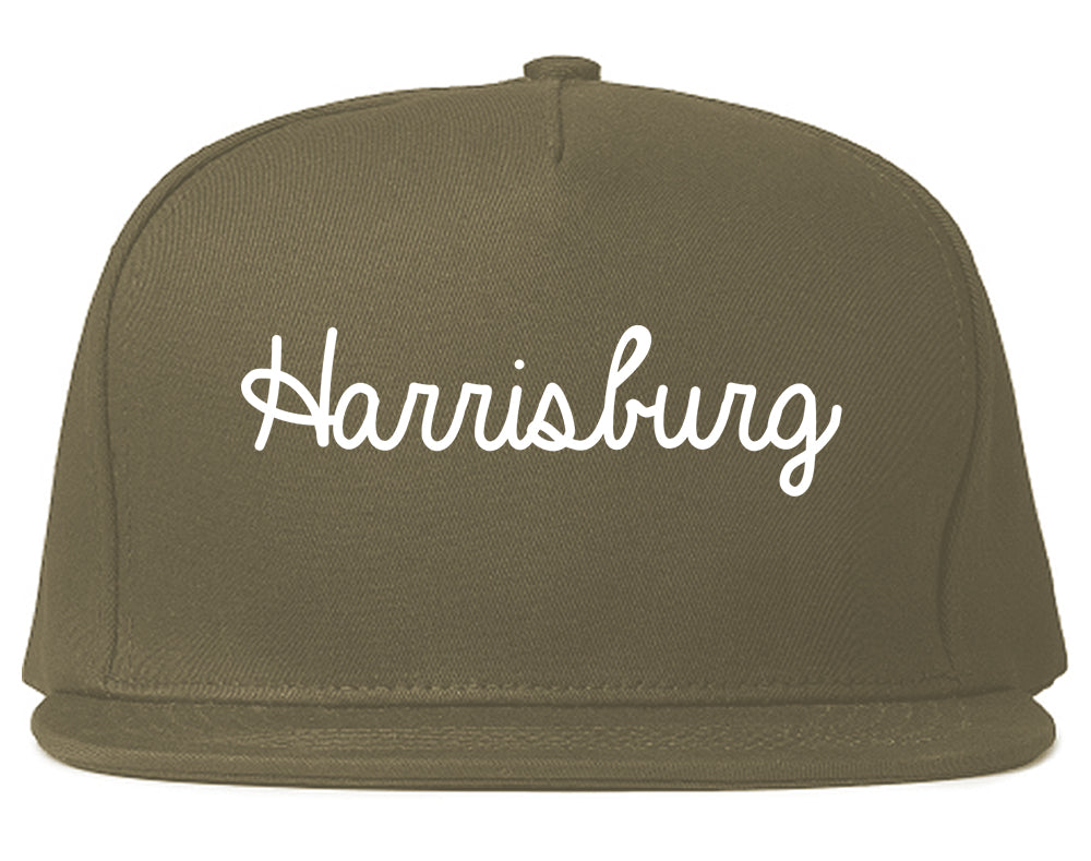 Harrisburg Illinois IL Script Mens Snapback Hat Grey