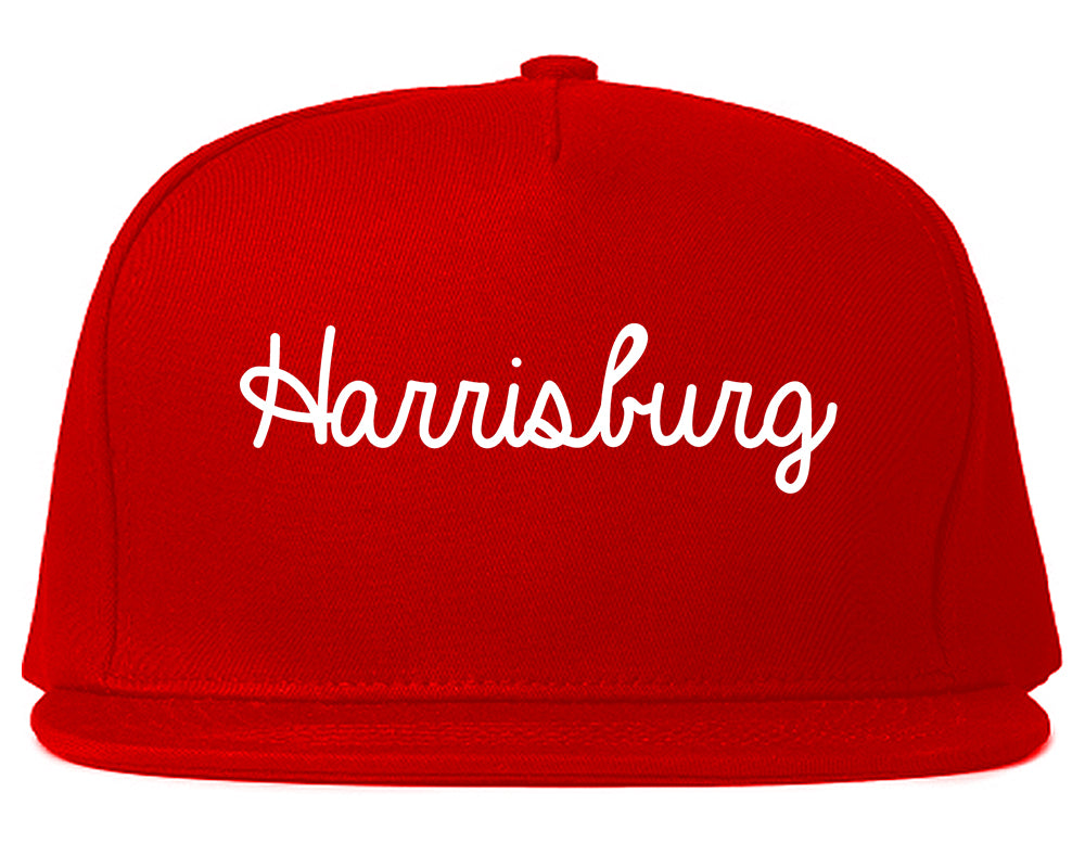 Harrisburg Illinois IL Script Mens Snapback Hat Red