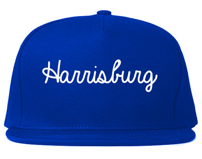 Harrisburg Illinois IL Script Mens Snapback Hat Royal Blue