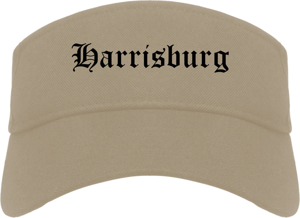 Harrisburg North Carolina NC Old English Mens Visor Cap Hat Khaki