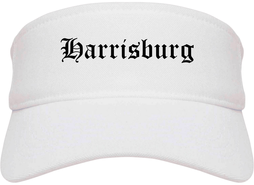 Harrisburg North Carolina NC Old English Mens Visor Cap Hat White