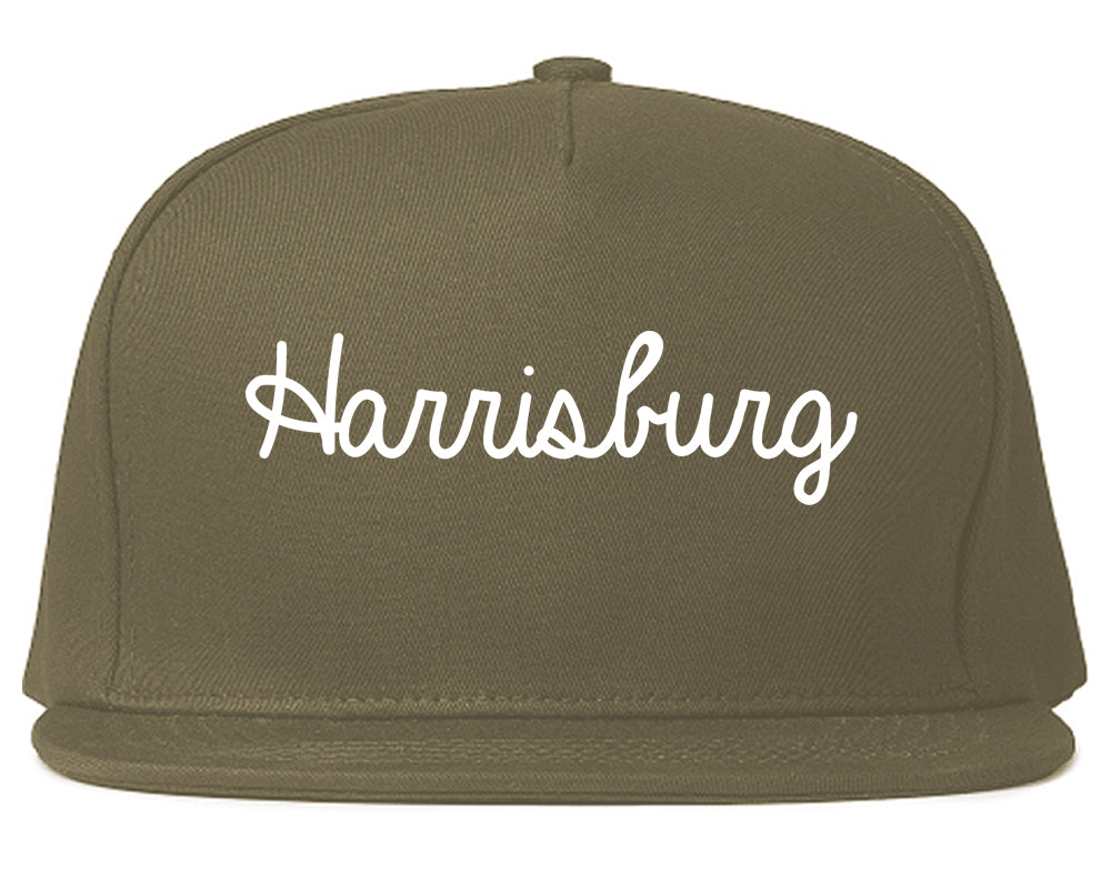 Harrisburg Pennsylvania PA Script Mens Snapback Hat Grey