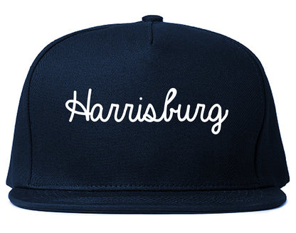 Harrisburg Pennsylvania PA Script Mens Snapback Hat Navy Blue