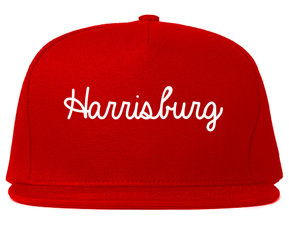 Harrisburg Pennsylvania PA Script Mens Snapback Hat Red