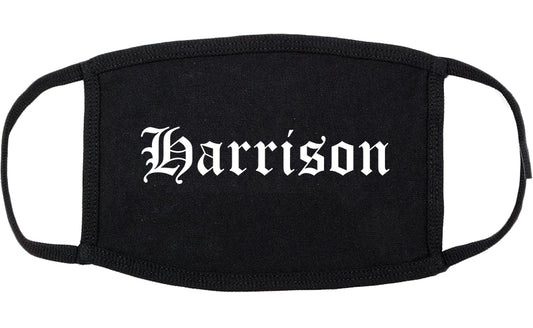 Harrison Arkansas AR Old English Cotton Face Mask Black