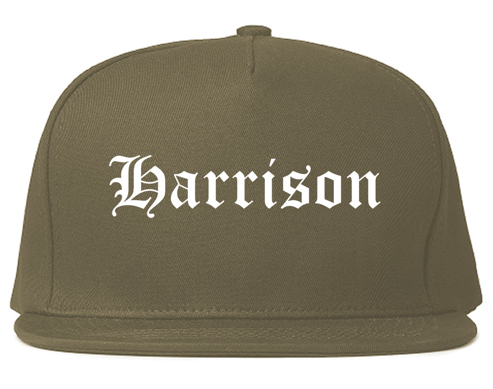 Harrison Arkansas AR Old English Mens Snapback Hat Grey