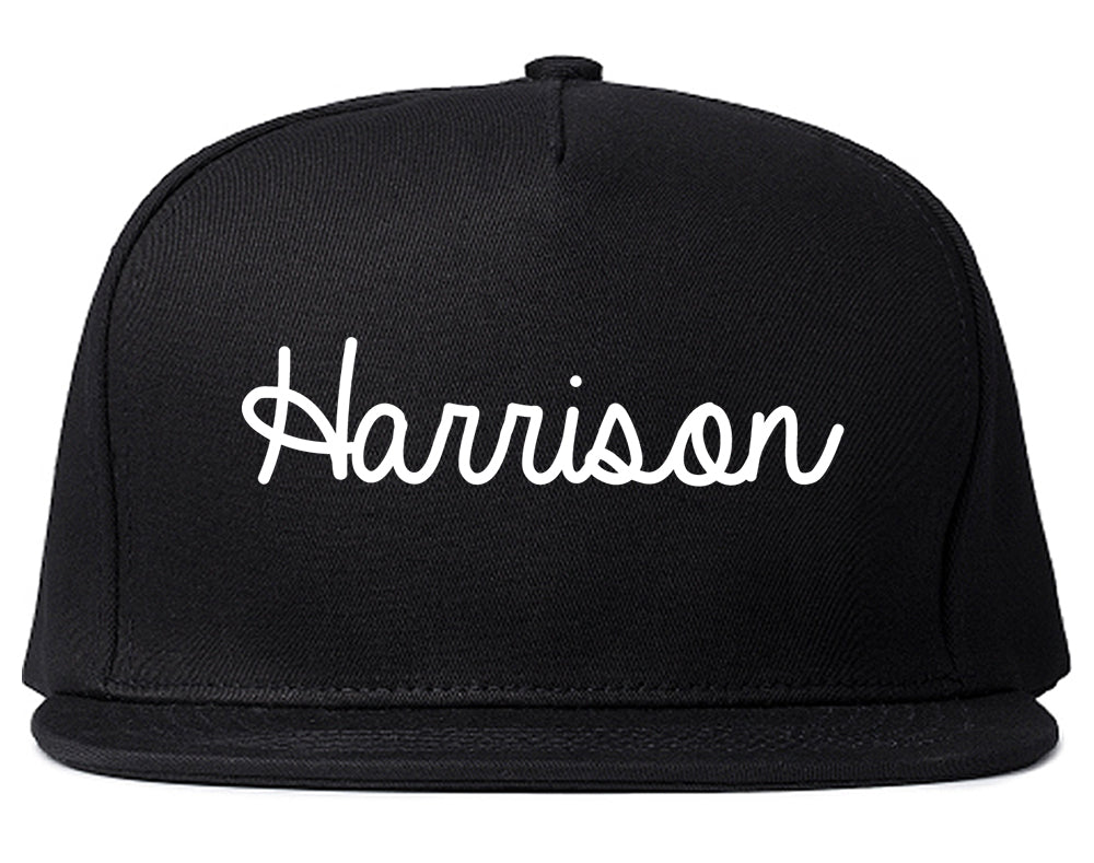 Harrison Arkansas AR Script Mens Snapback Hat Black