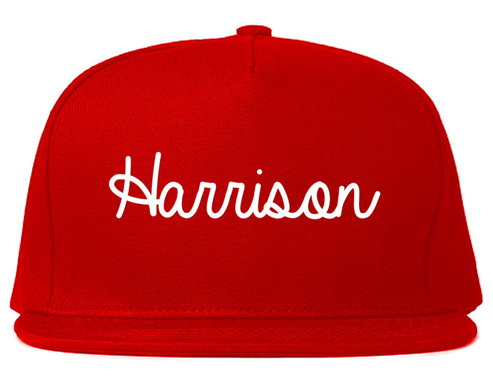 Harrison Arkansas AR Script Mens Snapback Hat Red