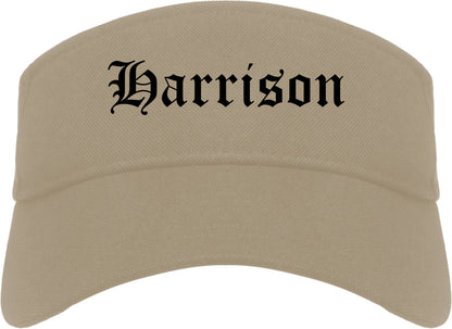 Harrison Arkansas AR Old English Mens Visor Cap Hat Khaki