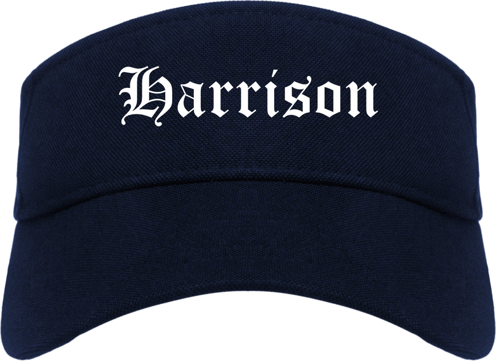 Harrison Arkansas AR Old English Mens Visor Cap Hat Navy Blue