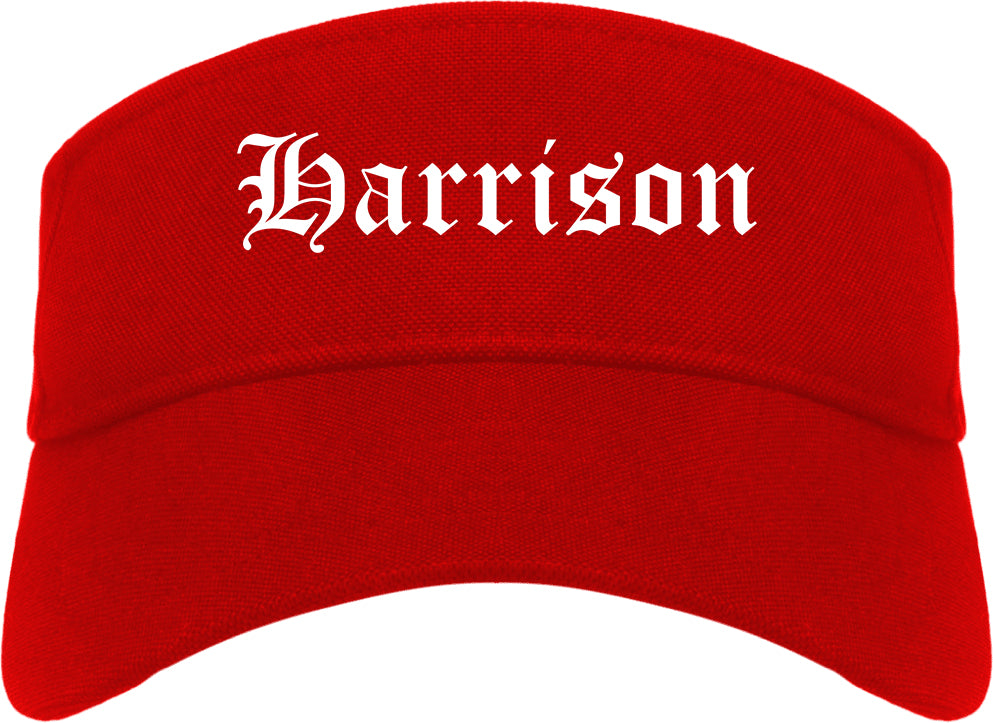 Harrison Arkansas AR Old English Mens Visor Cap Hat Red
