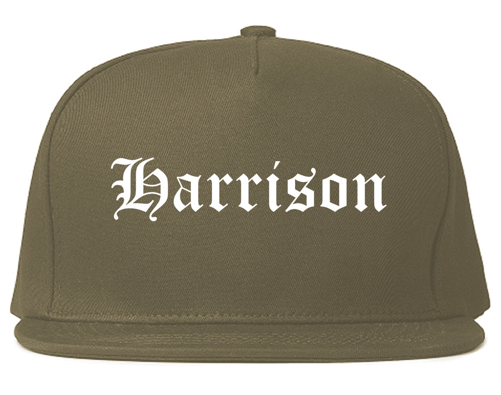 Harrison New Jersey NJ Old English Mens Snapback Hat Grey