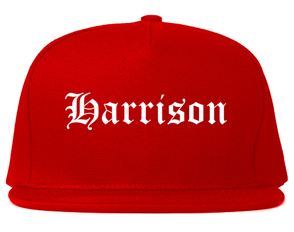 Harrison New Jersey NJ Old English Mens Snapback Hat Red