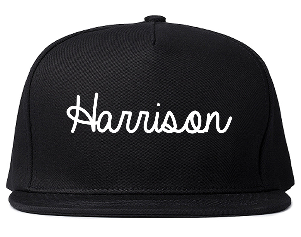 Harrison New Jersey NJ Script Mens Snapback Hat Black