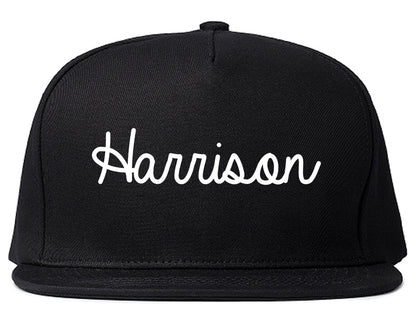 Harrison New Jersey NJ Script Mens Snapback Hat Black