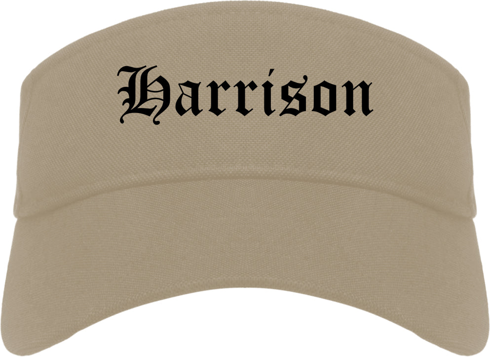 Harrison New Jersey NJ Old English Mens Visor Cap Hat Khaki