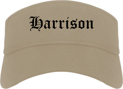Harrison New Jersey NJ Old English Mens Visor Cap Hat Khaki