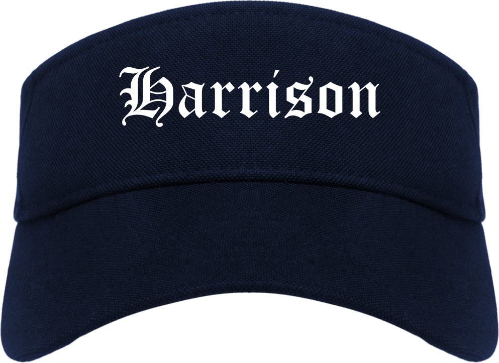 Harrison New Jersey NJ Old English Mens Visor Cap Hat Navy Blue
