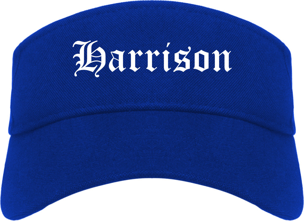 Harrison New Jersey NJ Old English Mens Visor Cap Hat Royal Blue