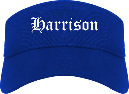 Harrison New Jersey NJ Old English Mens Visor Cap Hat Royal Blue