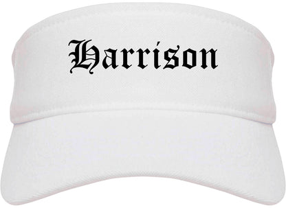Harrison New Jersey NJ Old English Mens Visor Cap Hat White
