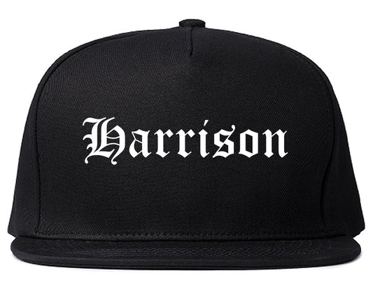 Harrison New York NY Old English Mens Snapback Hat Black