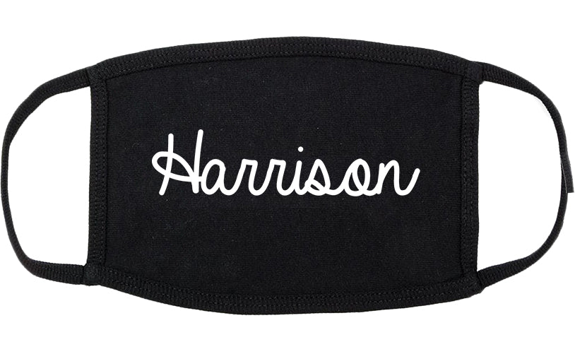 Harrison New York NY Script Cotton Face Mask Black