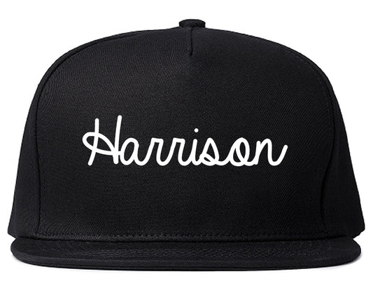 Harrison New York NY Script Mens Snapback Hat Black