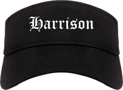Harrison New York NY Old English Mens Visor Cap Hat Black