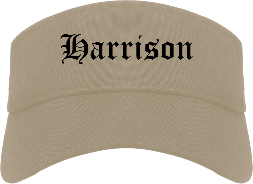 Harrison New York NY Old English Mens Visor Cap Hat Khaki