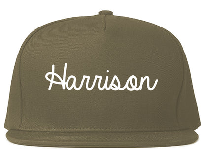 Harrison Ohio OH Script Mens Snapback Hat Grey