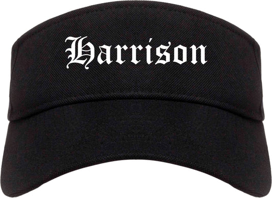 Harrison Ohio OH Old English Mens Visor Cap Hat Black