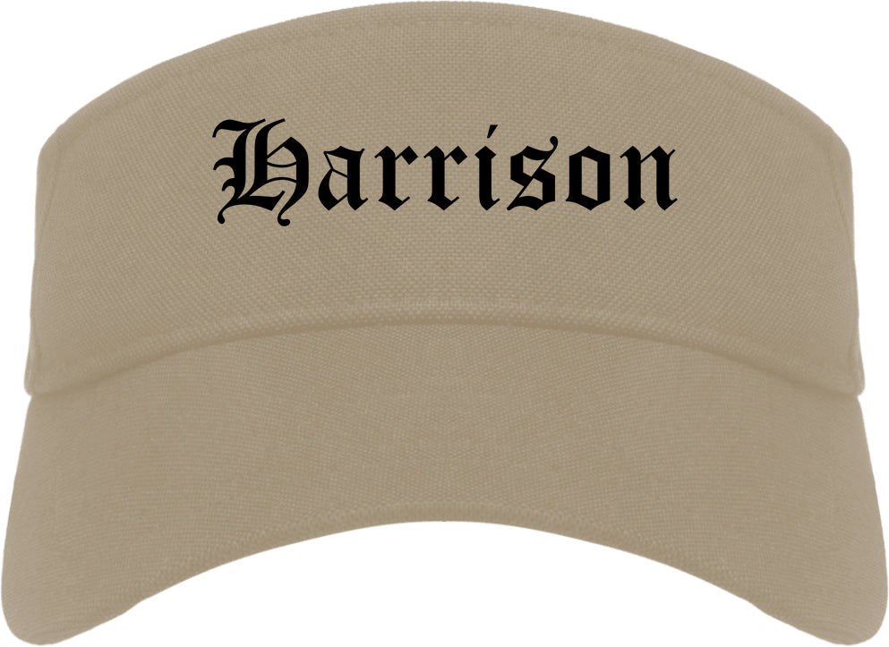 Harrison Ohio OH Old English Mens Visor Cap Hat Khaki