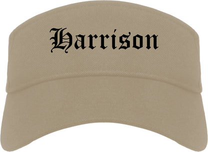 Harrison Ohio OH Old English Mens Visor Cap Hat Khaki