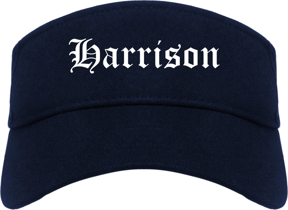 Harrison Ohio OH Old English Mens Visor Cap Hat Navy Blue