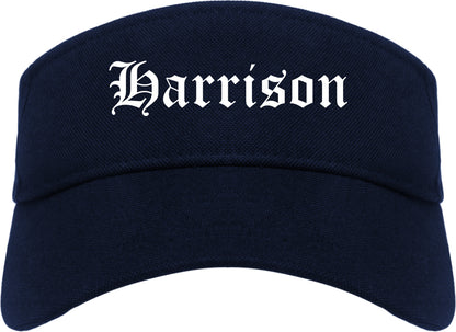 Harrison Ohio OH Old English Mens Visor Cap Hat Navy Blue