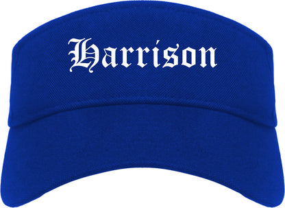 Harrison Ohio OH Old English Mens Visor Cap Hat Royal Blue