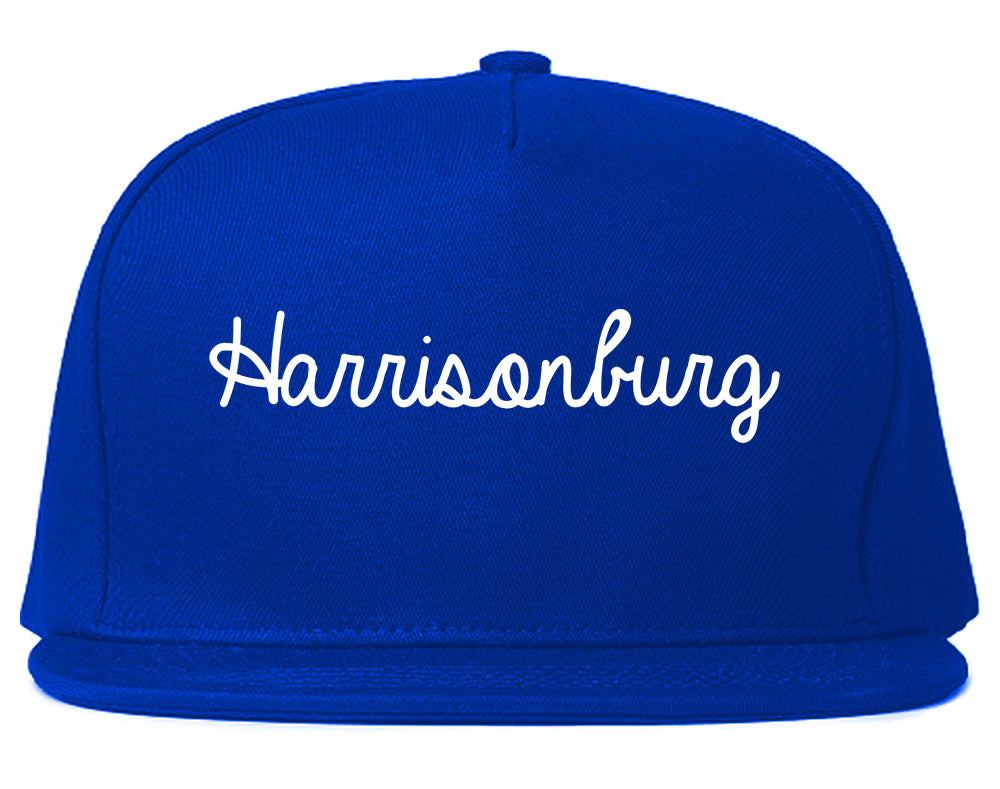 Harrisonburg Virginia VA Script Mens Snapback Hat Royal Blue