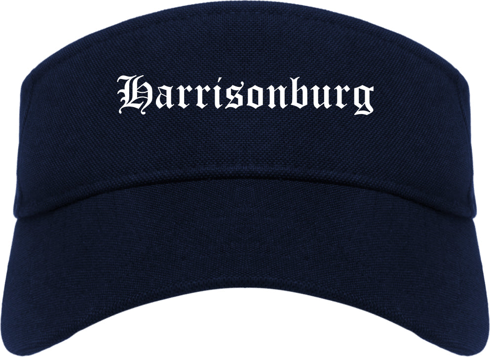 Harrisonburg Virginia VA Old English Mens Visor Cap Hat Navy Blue