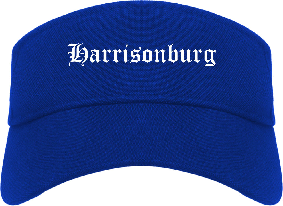 Harrisonburg Virginia VA Old English Mens Visor Cap Hat Royal Blue