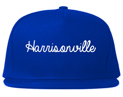 Harrisonville Missouri MO Script Mens Snapback Hat Royal Blue